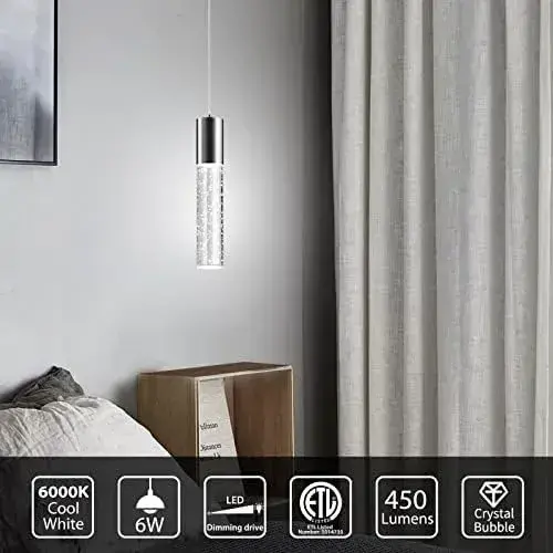 Lampara Okeli Colgante Moderno Led Cristal De Burbujas 110 V Cromo 2