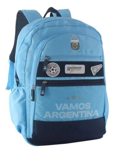 Mochila Escolar River Plate Para Niños 23l Reforzada Celeste Afa Vamos Argentina