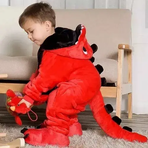 Pijama Dinosaurio Enterito Niños Suave Disfraz Abrigado Dino 11