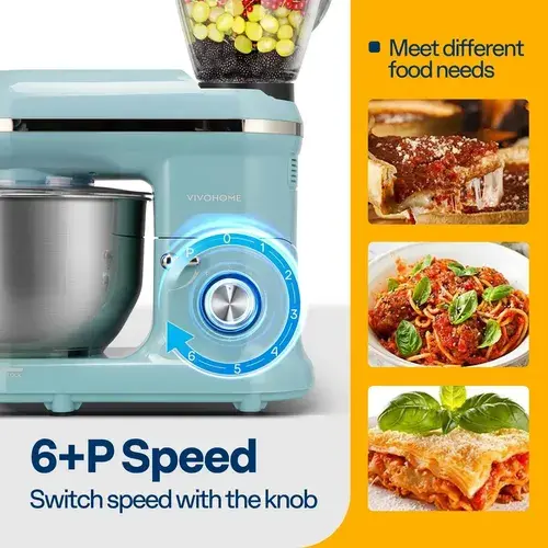 Vivohome Batidora 3 En 1 De Pie Multifuncional Con Tazón Celeste 60 Hz 6