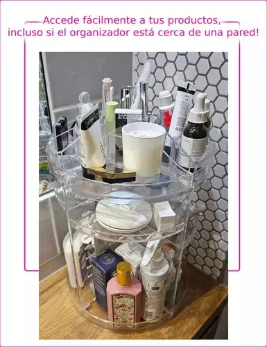 Organizador De Maquillajes Y Cosméticos Acrílico Giratorio Transparente 9
