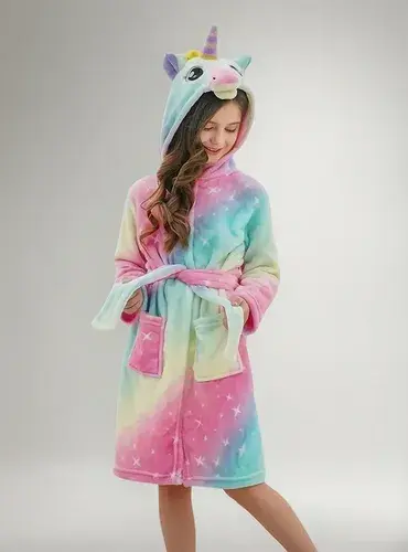 Bata Pijama Niños Infantil Microfibra Unicornios Dinosaurios 12