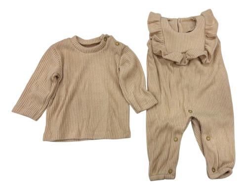 Set Beba Conjunto 2 Piezas Remera + Enterito Lanilla Abrigad 9