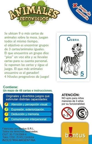 Animales Escondidos Cartas Bontus Juego Didactico Animalitos 2