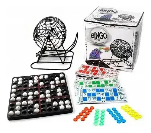 Bingo Con Bolillero Metal Faydi 48 Cartones Juego De Mesa Familiar