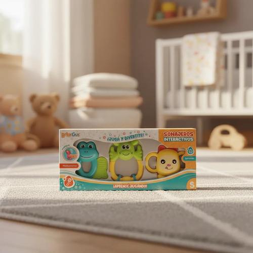 Set De 3 Sonajeros Interactivos Multisesoriales Babygus Multicolor Varios 2