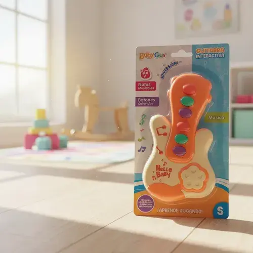 Guitarra Musica Interactiva Botones Coloridos Notas Musicale Naranja