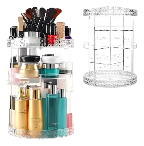 Organizador Giratorio Maquillajes Cremas Cosméticos Acrílico Transparente