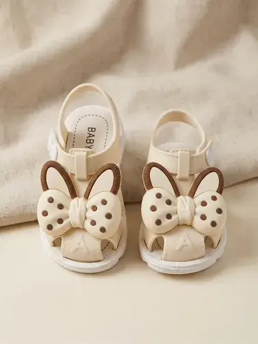 Sandalias Bebe Nene Nena Livianas De Verano Antideslizante Moño Natural 17 Goma