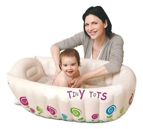 Pileta Para Bebe Bañera Inflable Plegable 2 En 1 Verano Sol Blanco Bañera