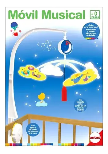 Movil Cunero Giratorio Para Bebe Musical Nubes Esferas Cuna