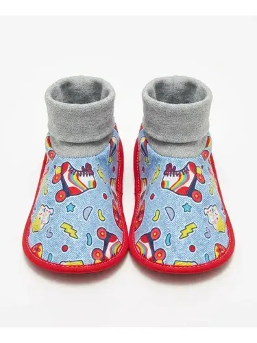 Pantumedias Infantiles Abrigadas Antideslizantes Con Puño Celeste 29-30