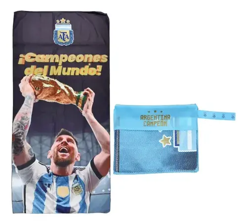 Toallon Secado Rapido Argentina Campeón 3 Estrella + Estuche