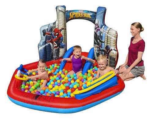 Pelotero Pileta Play Center Spiderman Tobogan + 300 Pelotas Spiderman