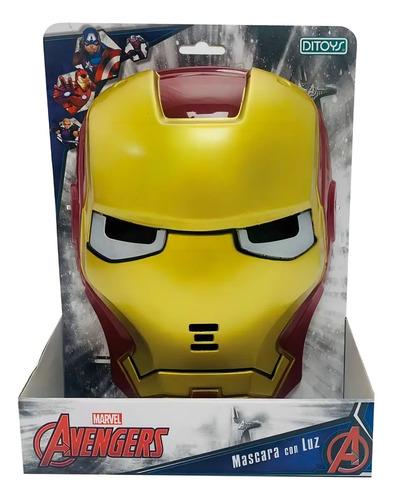 Mascara Iron Man Con Luz Avengers Infantil Ditoys Marvel Color Rojo - Amarillo