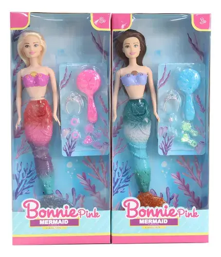 Bonnie Pink Muñeca Princesa Sirena 35cm Articulada Con Accesorios