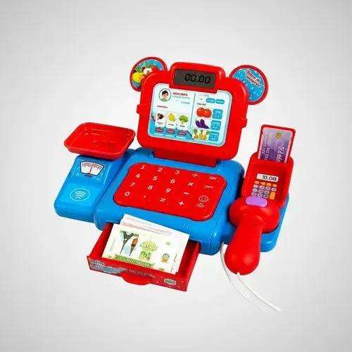 Caja Registradora Infantil Juguete Niños Juego Luz Sonido Azul Y Rojo