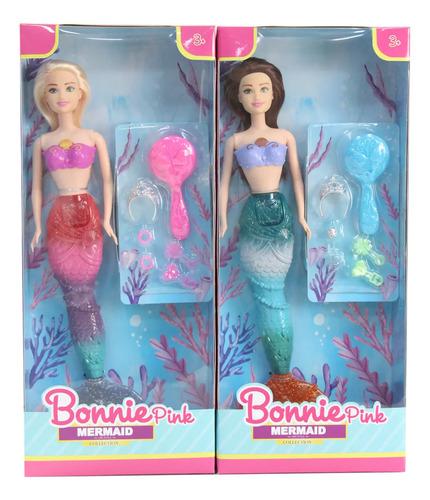Bonnie Pink Muñeca Princesa Sirena Con Accesorios Articulada