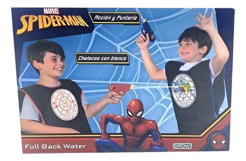 Tiro Al Blanco Con Agua Spiderman Araña Pistolas Chalecos Negro