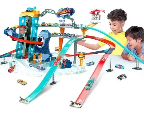 Pista De Ataque Gorila Gigante Metal Machine Con Lanzador Y Ascensor Para Niños Azul