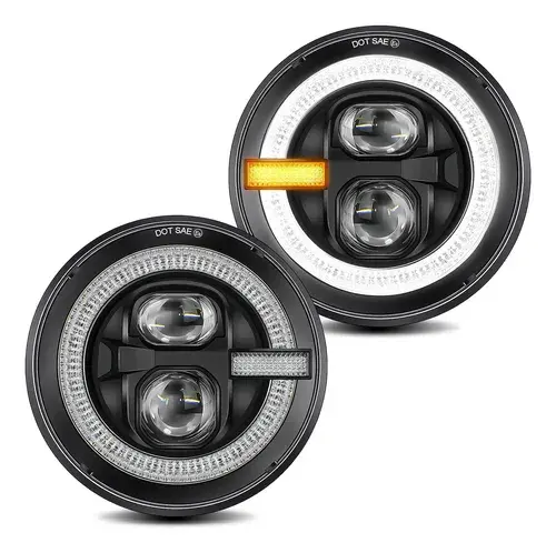 Faros Led Redondos 7 Pulgadas Halo Drl Jeep H6024 X2 H6024