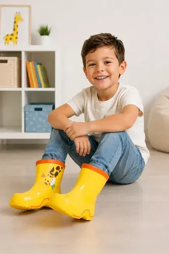 Botas De Lluvia Infantiles Diseños Varios Impermeables Jirafa Amarilla 28 Ar