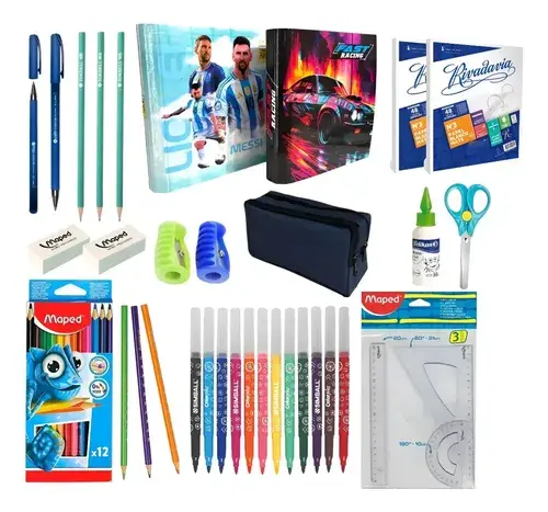 Kit Utiles Escolar + Carpetas + Hojas + Cartuchera Primaria