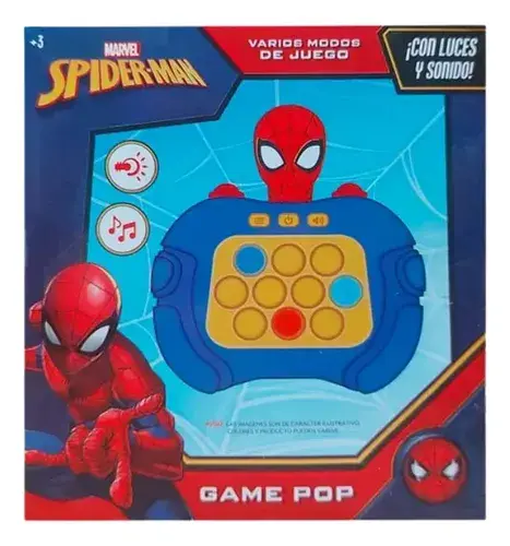 Pop It Electrico Spider-man Con Luces Y Sonido Varios Modos Azul Y Rojo