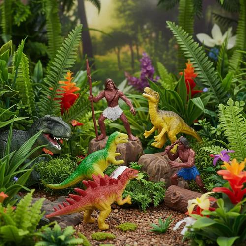 Set De Dinosaurios Con Cavernícolas Y Huevo Juguete Infantil