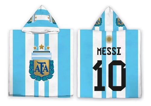 Poncho Microfibra Toallón Argentina Campeón 3 Estrella Messi