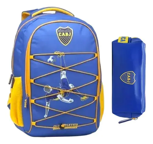 Combo Mochila + Cartuchera Boca Juniors Jugador Escolar Lic