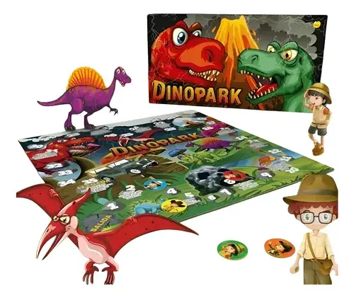Juego De Mesa Dinopark Dinosaurios Tablero +2 Jugadores Yuyu