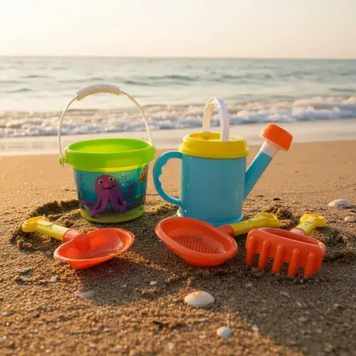 Balde Con Palita Rastrillo Y Regadera Playa Pileta Duravit