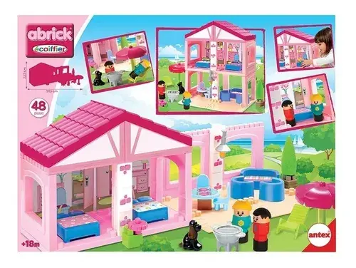 Casa De Muñecas Bloques Antex Construccion Bloques Rosa Rosa