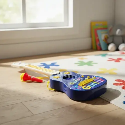 Guitarra De Juguete 55 Cm Con Micrófono Infantil Azul Blanca Azul