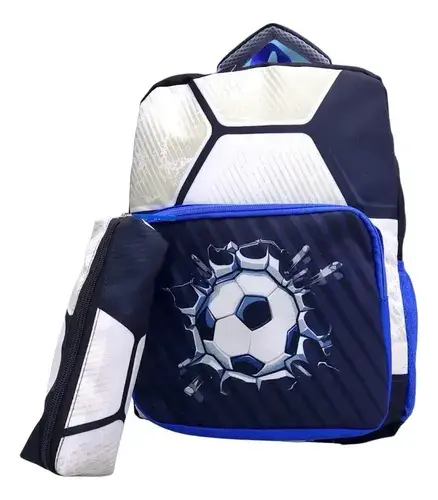 Mochila Infantil Escolar De Futbol Impermeable + Cartuchera Fútbol