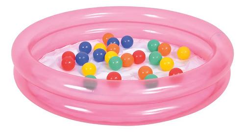 Pileta Inflable Redonda Sunclub Rosa 120l Con 25 Pelotas Infantil