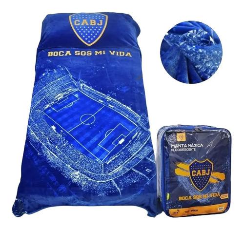 Frazada Magica Fluorescente Luminosa Boca Juniors Orig 1 1/2 Boca Azul
