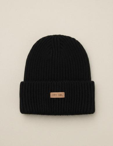 Gorro De Lana Tejido Abrigado City Girl Invierno Unisex Negro Un Liso