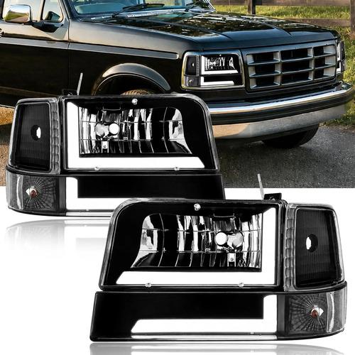 Faros Led Drl Ford F150 F250 F350 Bronco 92-96 Fullux 9007 Hb5 Negro