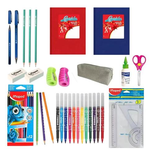 Combo Utiles Escolares + Cuadernos + Cartuchera Kit Primaria