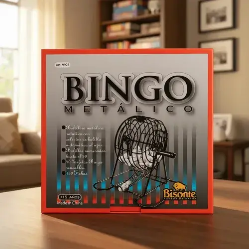 Bingo Bolillero Metálico 90 Bolillas Numeradas Bisonte