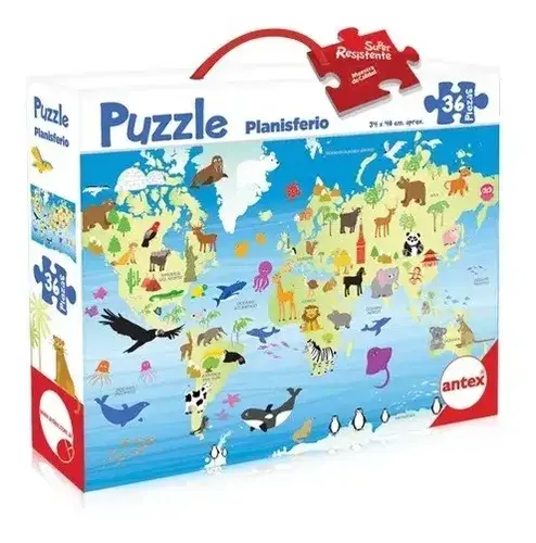 Valija Planisferio Puzzle 36pzs Mapa Mundo Antex Rompecabeza