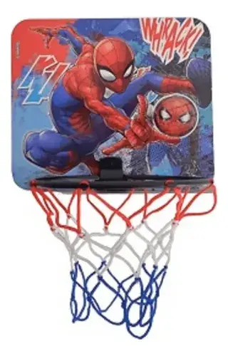 Aro De Basquet Infantil Spiderman Con Pelota Y Red Plegable 19cm