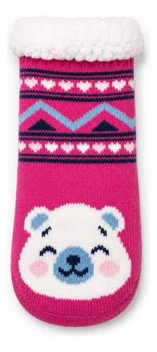 Pantumedias Infantiles Con Corderito Abrigadas Invierno Rosa Chicle Osito 28-31