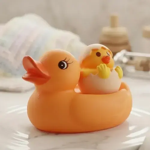 Set De Chifles Pato Patita Mama Grande Con Patito Cascaron Amarillo