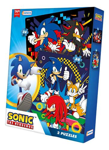 Puzzle Rompecabezas X2 De 24 Y 36 Piezas Sonic Tapimovil