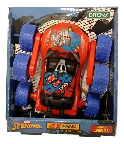 Spiderman 6x Wheels A Friccion Giro 360°ditoys 2962 Color Rojo