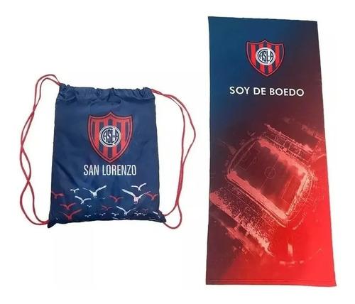 Toallon Playero Microfibra Seca Rapido San Lorenzo + Mochila San Lorenzo