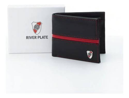 Billetera River Plate Licencia Cuero Ecologico Color Negro